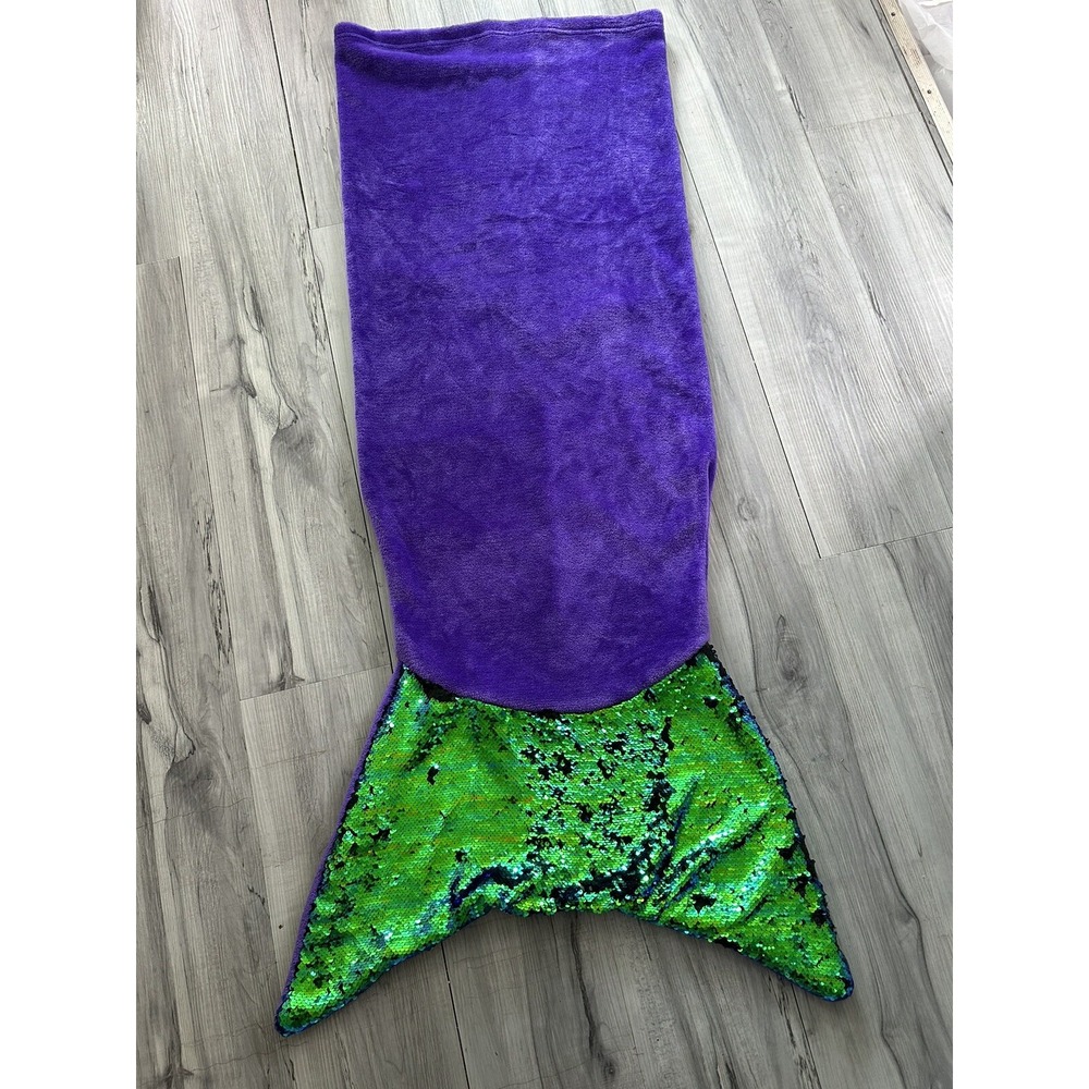 MERMAID TAIL Plush Fleece BLANKET SLEEP BAG Purple Reversible Green Black Sequin